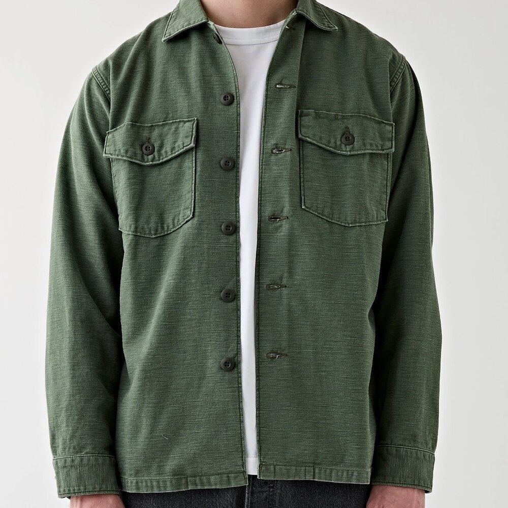 orSlow U.S. Army Fatigue Shirt - Green - Olive Reverse Sateen - Size 3/L - NWT